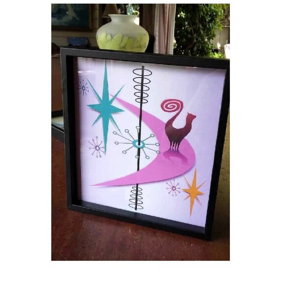 Retro Snooty Cats Triptych (3 Framed Panels) Original Art Prints Under Glass - Picture 5 of 7